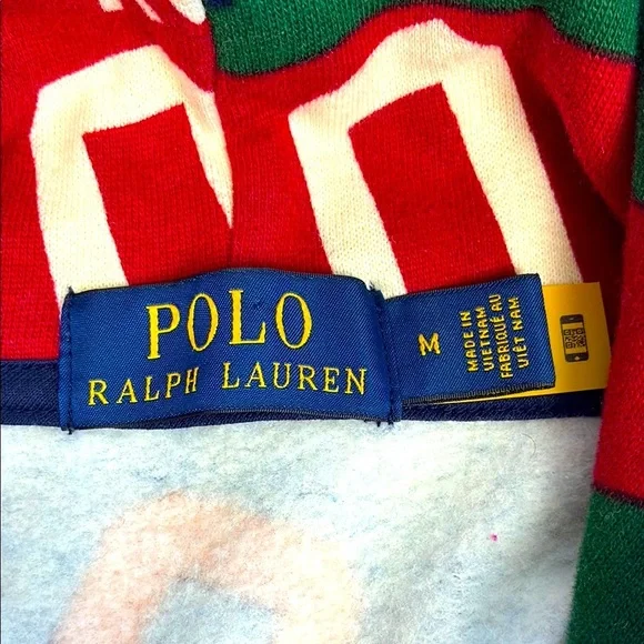 Polo Ralph Lauren Pennant Print Hoodie Collegiate Fleece Blue/Red Sweatshirt M - Picture 9 of 10
